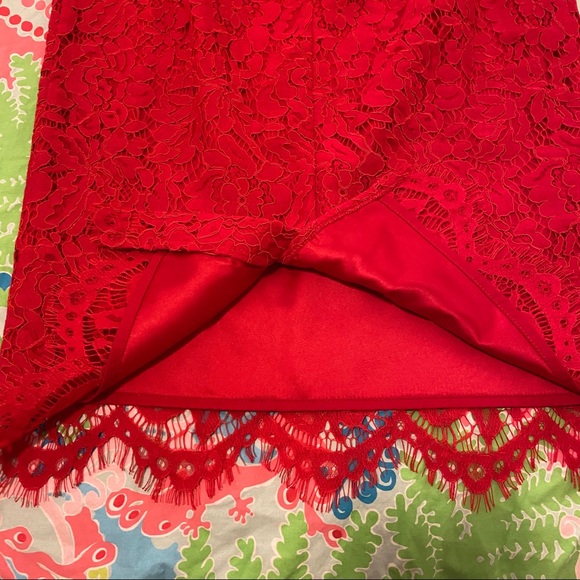 NWOT Rachel Parcell Red Lace Pencil Skirt - Picture 5 of 7